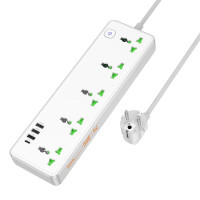 Мережевий фільтр-подовжувач Hoco AC13A 5-position extension cord socket including 3*USB output White