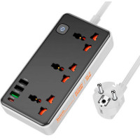 Мережевий фільтр-подовжувач HOCO AC8A, 3 розетки, 1xUSB-C, 3xUSB, 30W 1.5m Black