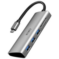 Адаптер WIWU Alpha 532ST 5in1 USB-C to 3xUSB3.0+SD/Micro Sd Grey