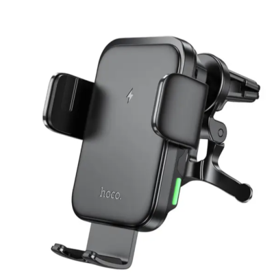 Автомобільний магнітний тримач з зарядкою HOCO HW10 15W wireless fast charge car holder Black
