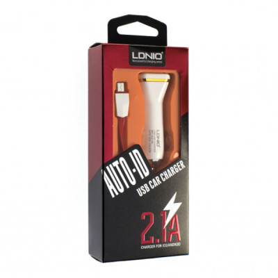 Автомобільний зарядний пристрій Ldnio 2.1A DL-219  + Cable Micro USB USB White