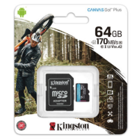 Карта памяті microSDXC (UHS-1 U3) Kingston Canvas Go Plus 64Gb class 10 A2 V30 (R170MB/s, W70MB/s)