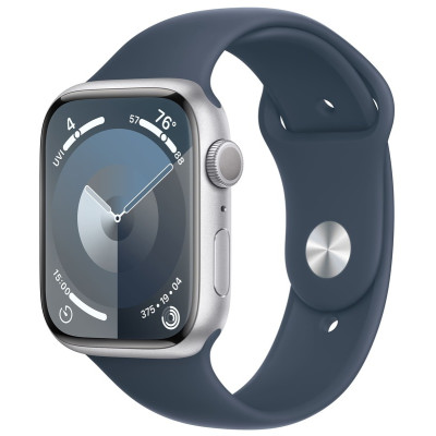 Смарт-годинник Apple Watch Series 9 45mm Silver Aluminum Case with Storm Blue Sport Band