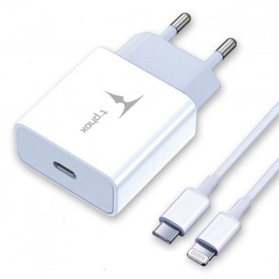 Мережевий зарядний пристрій T-PHOX PD 18W Charger +Type-C White