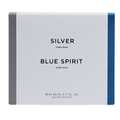 Туалетна вода для чоловіків ZARA Комплект Silver + Blue Spirit 2×80ml