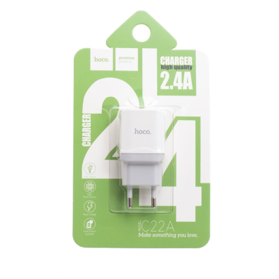 Мережевий зарядний пристрій Hoco C22A Lightning White