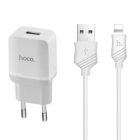 Мережевий зарядний пристрій Hoco C22A Lightning White