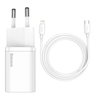 Мережевий зарядний пристрій BASEUS Type-C to Lightning cable Super Si Quick Charger Sets White