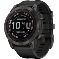 Смарт-годинник Garmin Fenix 7 Sapphire Solar Carbon Gray DLC Titanium with Black Band (010-02540-20/