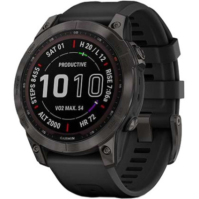 Смарт-годинник Garmin Fenix 7 Sapphire Solar Carbon Gray DLC Titanium with Black Band (010-02540-20/