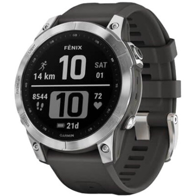 Смарт-годинник Garmin Fenix 7 Silver with Graphite Band (010-02540-00/01)