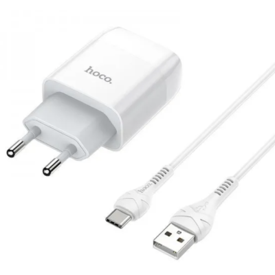 Мережевий зарядний пристрій Hoco C102A + USB - USB-C White