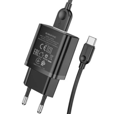 Мережевий зарядний пристрій Borofone BA52A + Type-C Black
