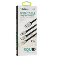 Кабель Micro USB/Lightning/USB Type-C Gelius Pro Squid GP-UC102 3in1 MicroUSB/Lightning/Type-C Black