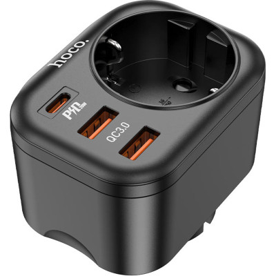 Мережевий зарядний пристрій Hoco NS3 Multifunctional Socket PD20W QC3.0 Black