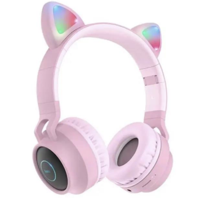 Бездротові Bluetooth навушники з LED підсвічуванням HOCO W27 Cat Ear Wireless Headphones Pink