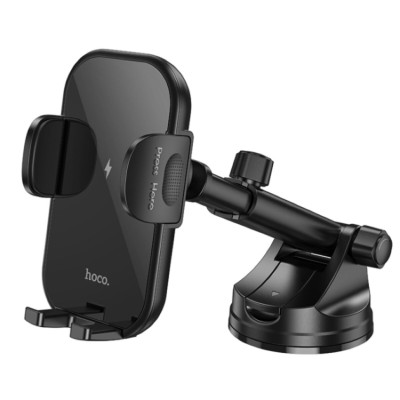 Автомобільний магнітний тримач з зарядкою HOCO HW5 15W wireless fast charge car holder Black