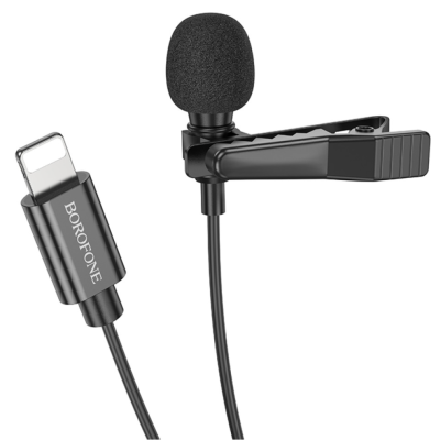 Мікрофон петличний Borofone BFK11 Elegant lavalier Lightning Black