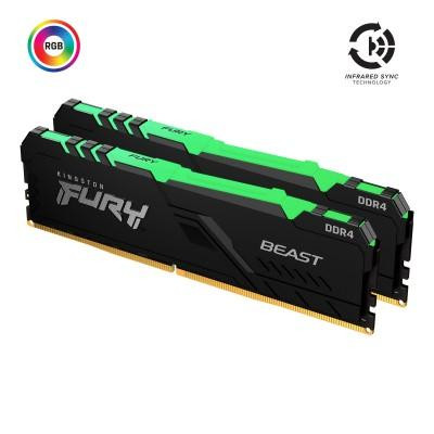 Пам'ять для настільних комп'ютерів Kingston FURY 16 GB (2x8GB) DDR4 3200 MHz Beast RGB (KF432C16BBAK
