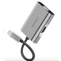 Мультипортовий адаптер WIWU Adapter Apollo A20VH USB-C to HDMI+VGA HUB Gray