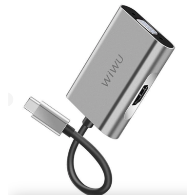 Мультипортовий адаптер WIWU Adapter Apollo A20VH USB-C to HDMI+VGA HUB Gray
