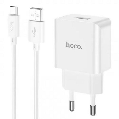 Мережевий зарядний пристрій Hoco C106A Leisure + USB Type-C White